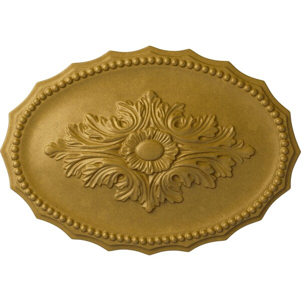 Ekena Millwork Oxford Ceiling Medallion, Hand-Painted Pharaohs Gold, 16 7/8"W x 11 3/4"H x 1 1/2"P CM16OXPGS - main